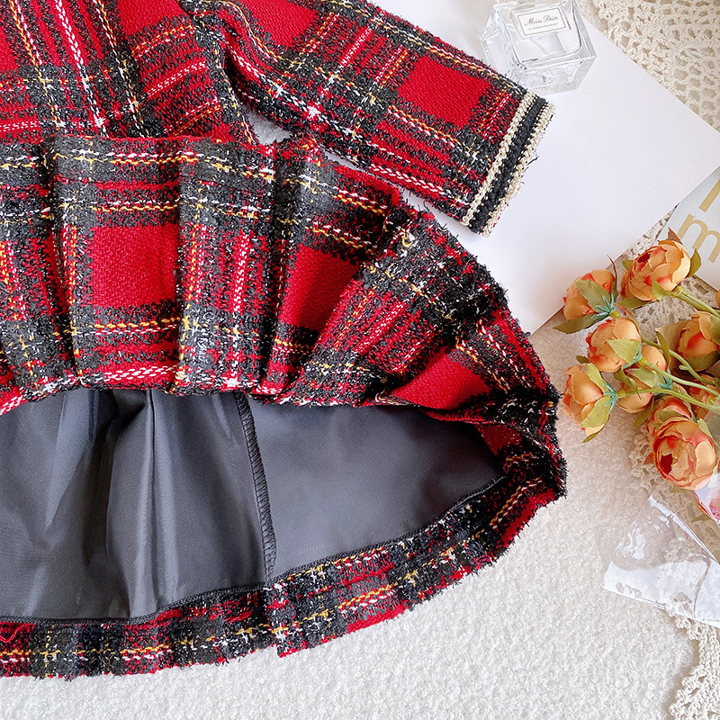 Filles, dames, Se décontracté à la mode pour l'automne 2023, nouveau bébé Fragran Coa, cent plaids Shor Skir, deux pièces_voghion.com