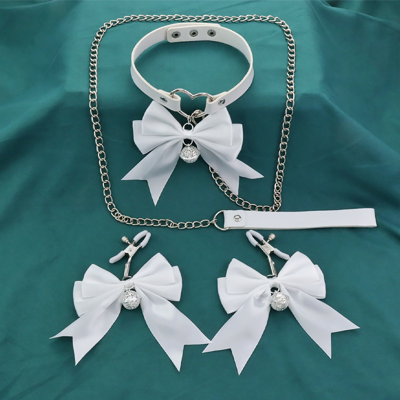 Sexy suit sm cute bow bell sexy milk clip collar tuning metal traction chain adult products Sexy suit sm cute bow bell sexy milk clip collar tuning metal traction chain adult products