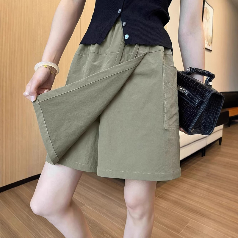 Summer Workwear Culottes for Women New Korean Style Loose Wide-Leg Mid-Length Pants Casual Yamamoto Ice Silk Shorts Skirt Summer Workwear Culottes for Women New Korean Style Loose Wide-Leg Mid-Length Pants Casual Yamamoto Ice Silk Shorts Skirt