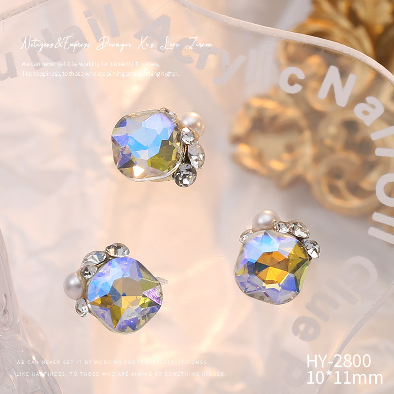 Celebridad en línea Maillard joyería de uñas de cristal pila diamante producto terminado flash torcido corazón grasa cuadrado hecho a mano perla joyería de uñas