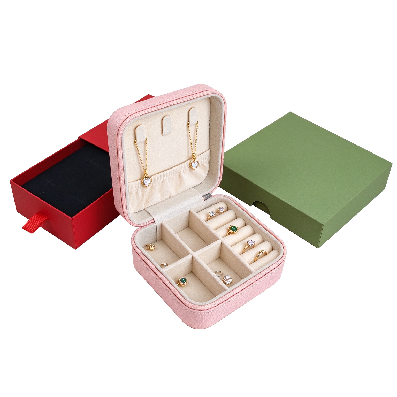 Caixa de joyería de cuero portátil para viajar caja de almacenamiento anillo collar de brazalete bolsa de joyería a prueba de polvo image 6