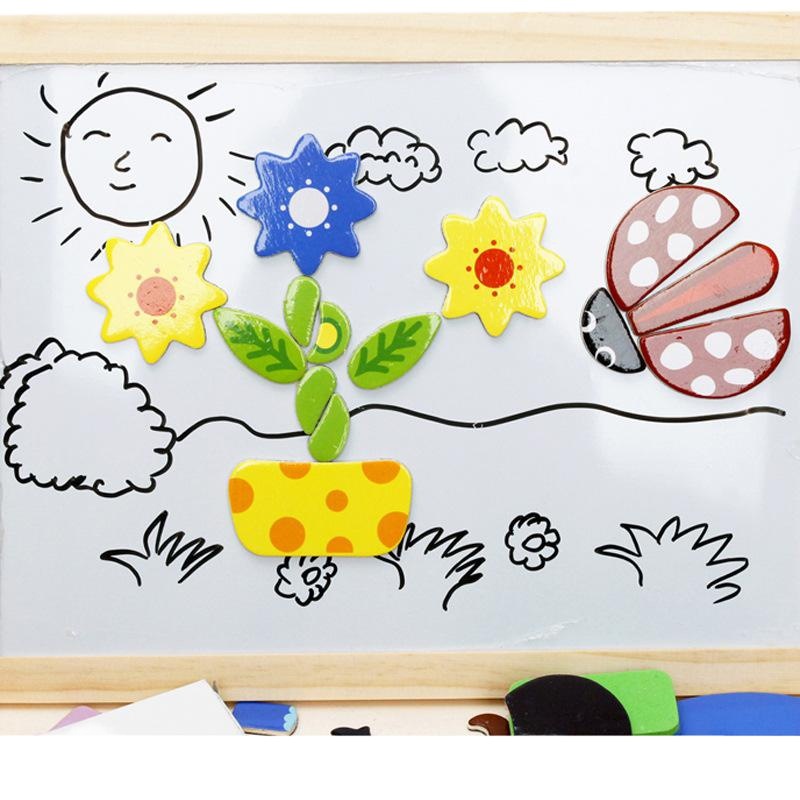 Juguetes infantiles rompecabezas magnético de madera rompecabezas animal tablero de dibujo magnético de doble cara rompecabezas infantil rompecabezas