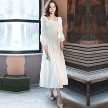 婚紗禮服登記領證白色小裙2022新款秋季高端平時可穿小個子設計感
