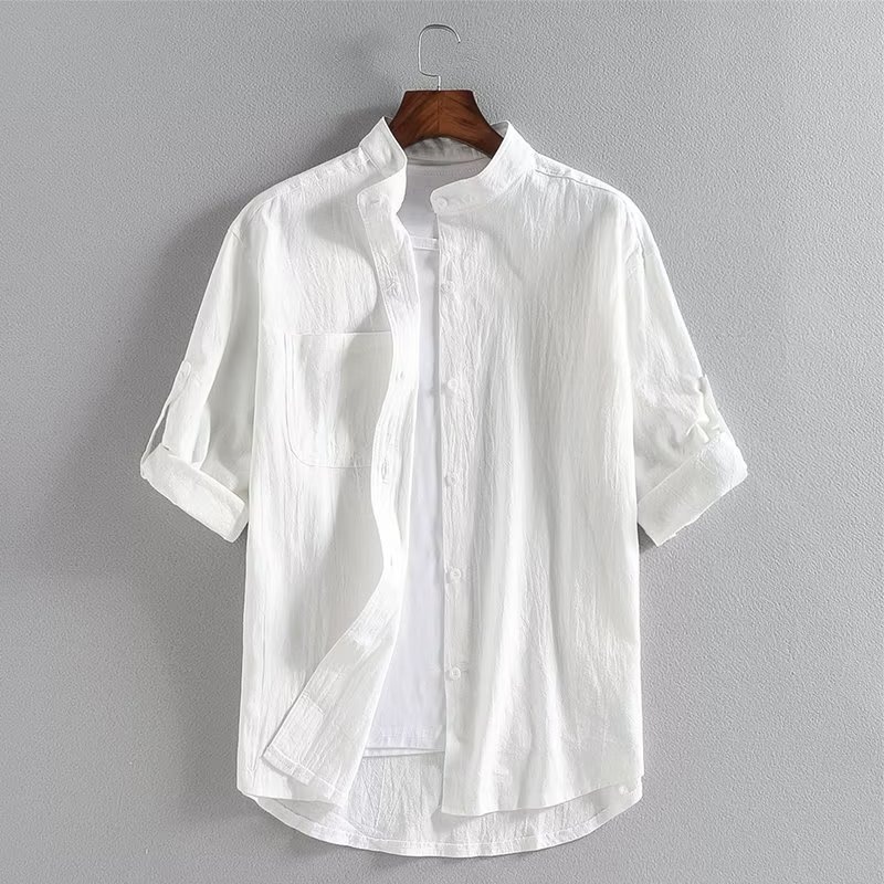 时尚都市文艺原宿男百搭夏季新款衬衫潮流气质方领短袖修身日系