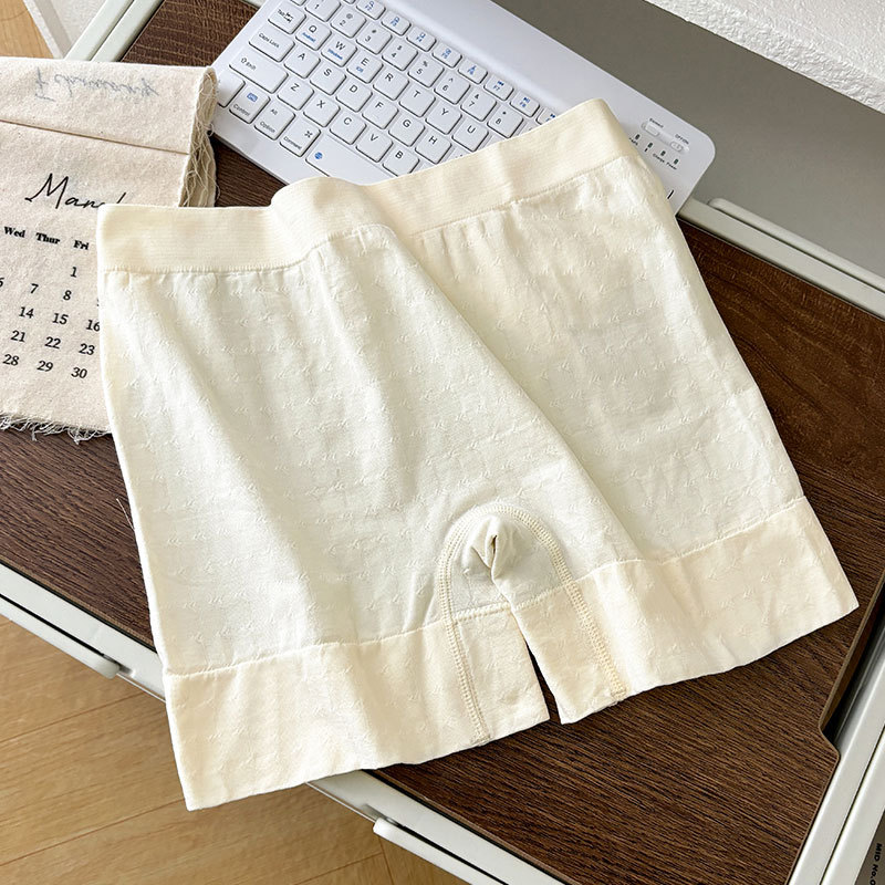 Pantalones cortos de base boxer de cintura alta de color sólido con abdomen y glúteos, pantalones de seguridad antideslumbrantes de estilo fino para mujer