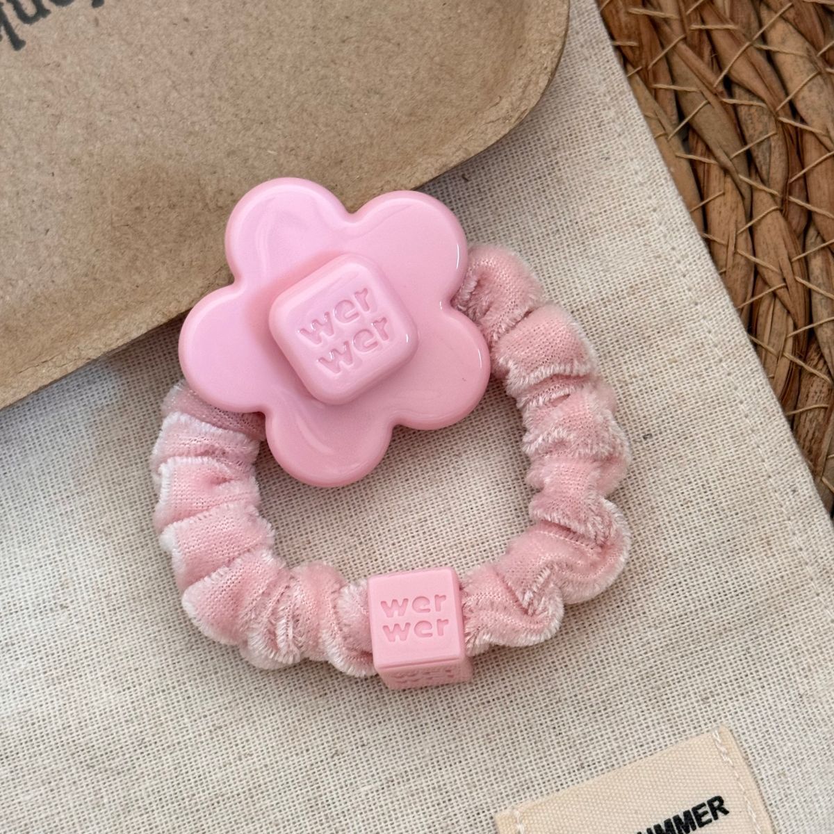 Pink bow hair tie, acetate hair band, stylish and cute hair accessory for girls, Korean-style hair ornament