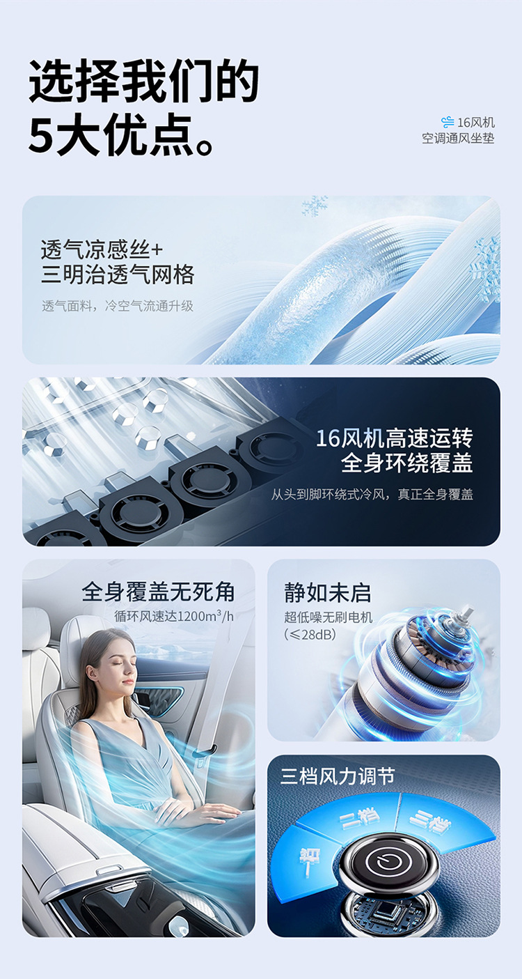 Rapid Cooling Dual Ice-Sense Ventilation Car Seat Cushion 12V24V Universal Cigarette Lighter USB Ice Silk Cooling Pad