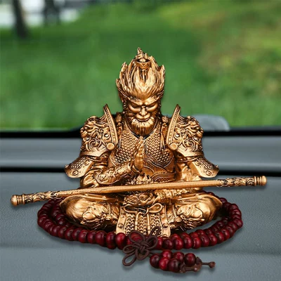 Car ornaments with Golden Hoop Staff, Zen-Style Sitting - cbw-7-local-gold-wukong-buddha-beads-single-color