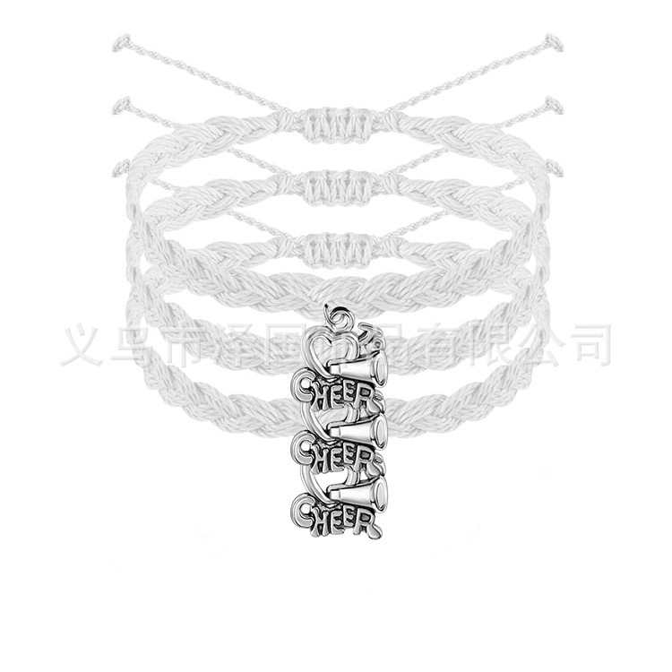 European and American Amazon New Fashion Hand-woven Wax Thread Braided Letters Cheer Heart Heart Horn Bracelet Batch