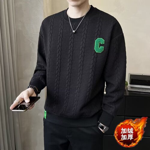 Fall/Winter Loose Fit Trendy Round Neck Printed Youth Fashion Crew Neck Sweatshirt for Men Casual Literary Japanese Style