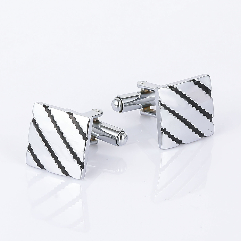 in stock boutique electroplated silver twill enamel men's cufflinks foreign trade hot men's shirt cufflinks wholesale