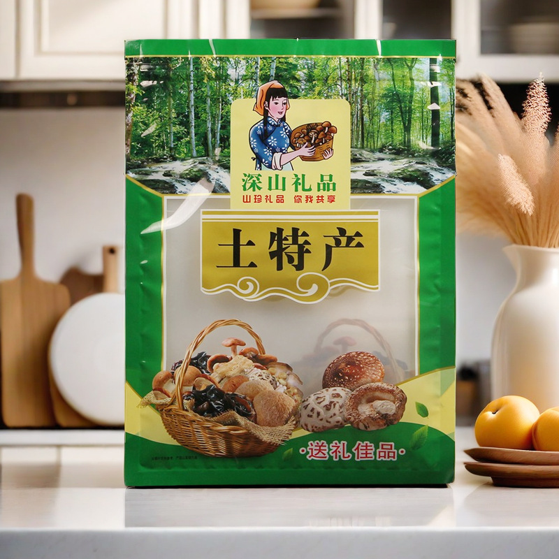 深山礼品土特产包装袋黑木耳香菇自封拉链透明农产品袋250克半斤