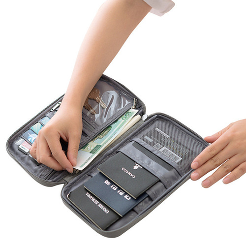 New Korean-style multi-functional document bag with Oxford cloth waterproof storage card case for international travel, passport bag, wallet