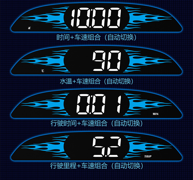 New cross-border car HUD high-definition head-up display, car OBD outdoor off-road vehicle water temperature and fuel consumption head-up display
