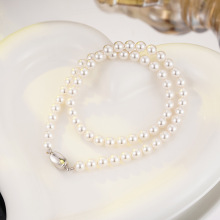 严选澳白珍珠项链施家同款650珍珠白元宝扣项链时尚高级项链