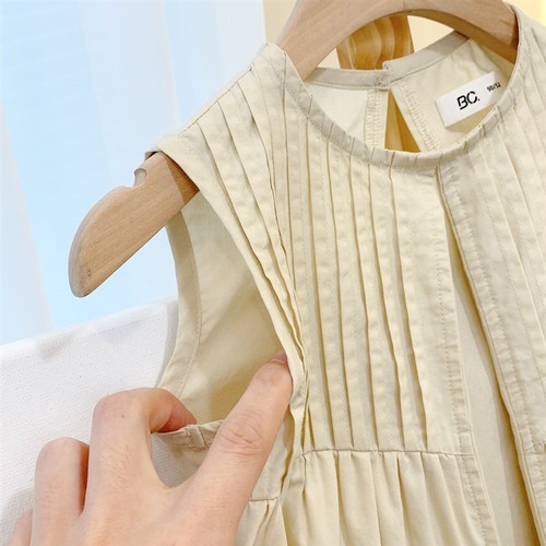 Summer  New Girl's Dress for Baby Girls, Trendy Children's Sleeveless Dress, Fashionable Street Style Simple Backless Dress