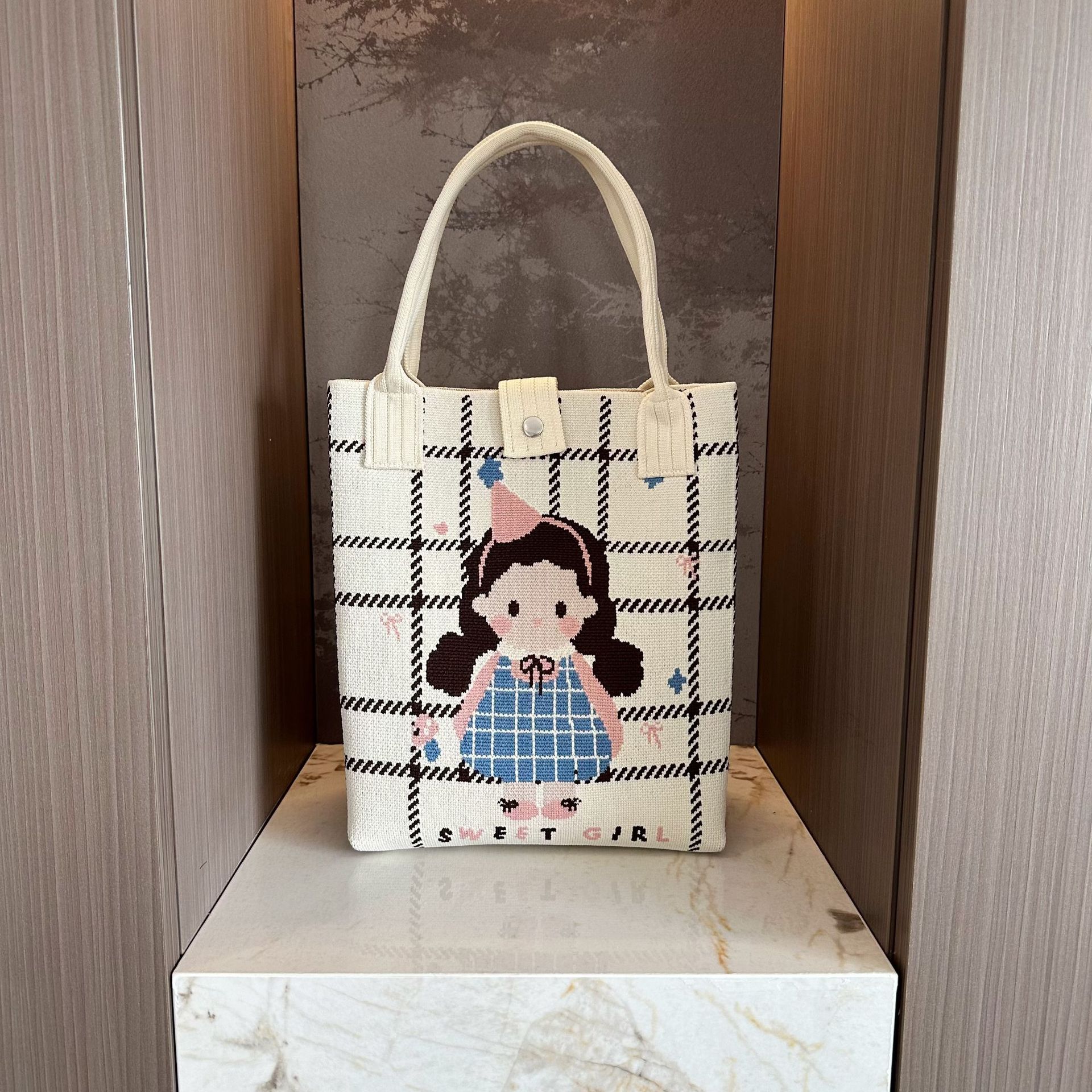 Catuones lindas bolsas de punto bolsas de almacenamiento de viaje pequeño portátil hombro único oblicuo bolsas de teléfono móvil bolsas de mano de mujer versátiles