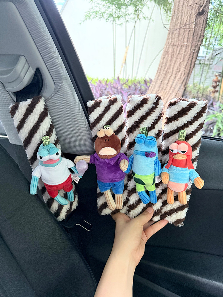 Spongebob Squarepants Bikini Bottom Residents Car Seat Shoulder Protector Plush Doll Seatbelt Decoration Anti-Strangle Imitation Shoulder Pad