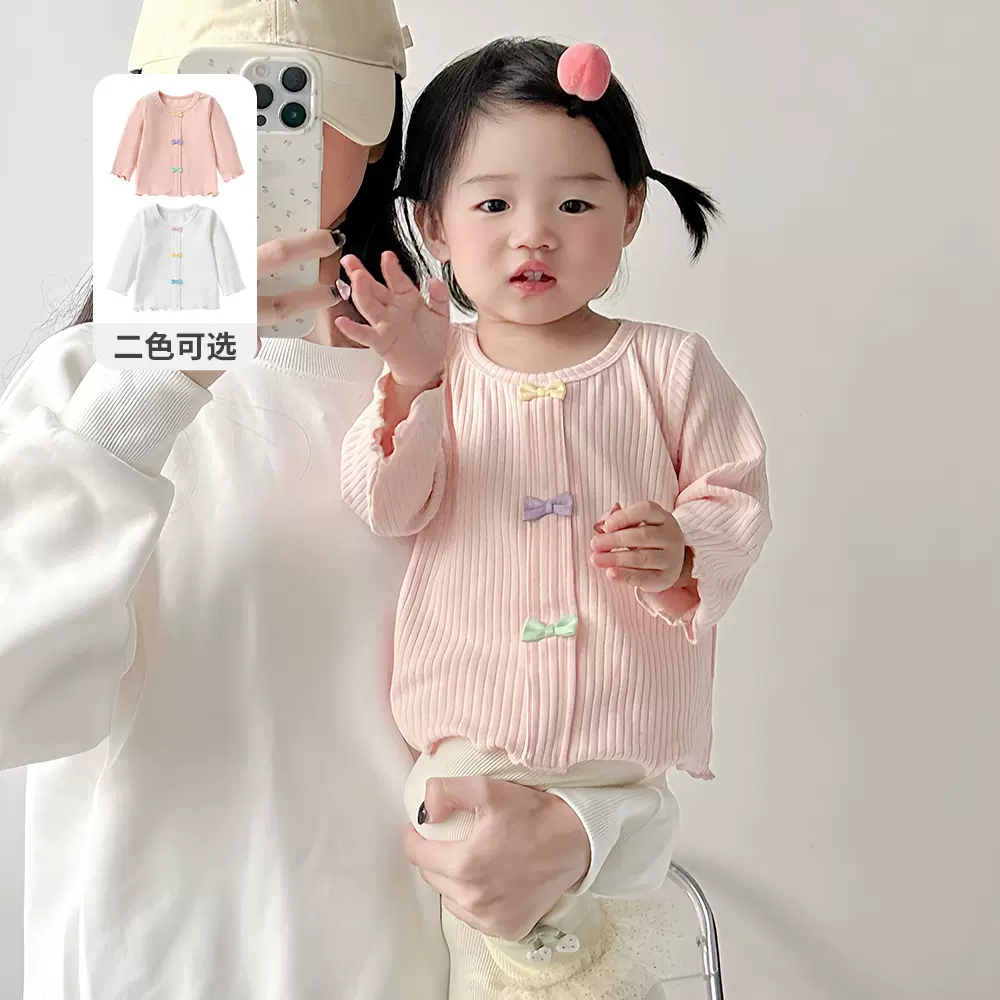 2025婴儿女宝宝韩系针织小衫秋季新款T恤春秋长袖外穿上衣3821