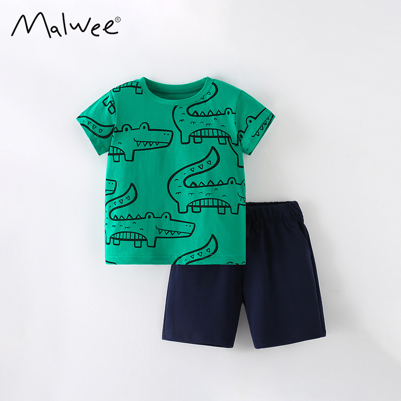 Malwee verano para niños de manga corta nuevo traje europeo y americano para niños pequeños y medianos pantalones de cuello redondo para niños