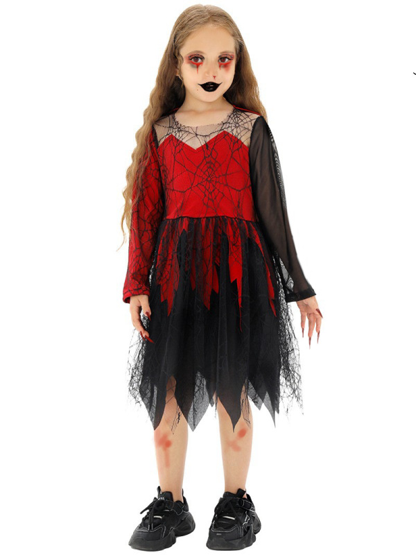 【新商品】国境を越えた人気のハロウィンコスチューム、子供用コスチューム、蜘蛛の巣、コウモリのマント、プリーツ魔女帽子|undefined