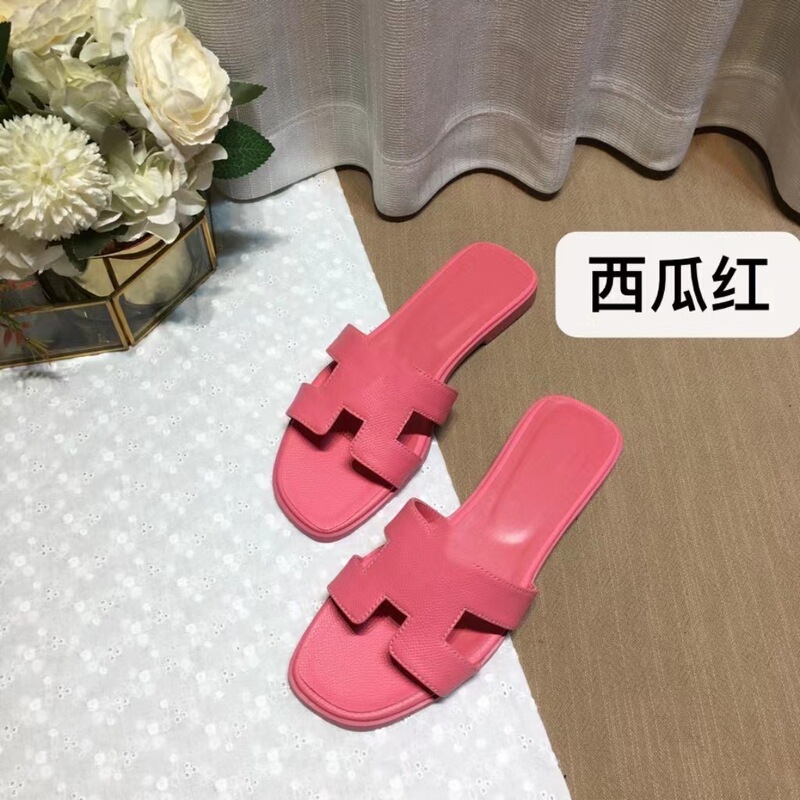外贸经典款H家拖鞋女夏季高版本休闲一字型羊皮平底拖鞋批出货快|undefined