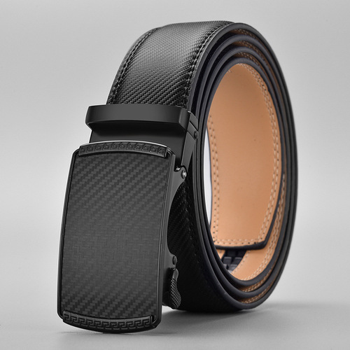 New European and American business belt men's two-layer cowhide Guangzhou automatic buckle LOGO embossed belt manufacturer wholesale