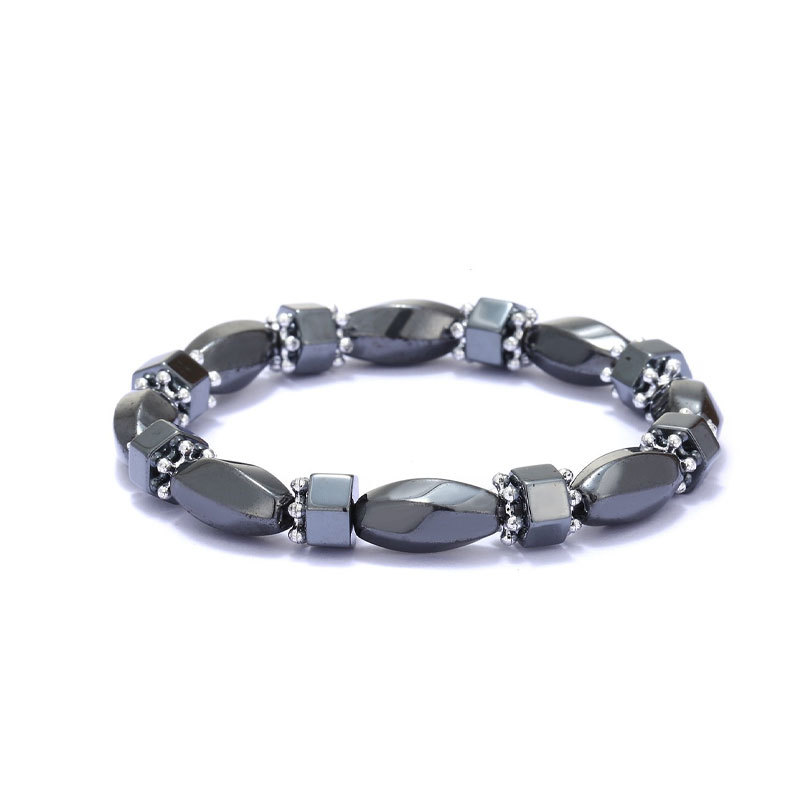 Black gallstone magnetic magnet Bracelet simple beaded Elastic Bracelet Black Beads Magnetic Therapy hand jewelry_voghion.com