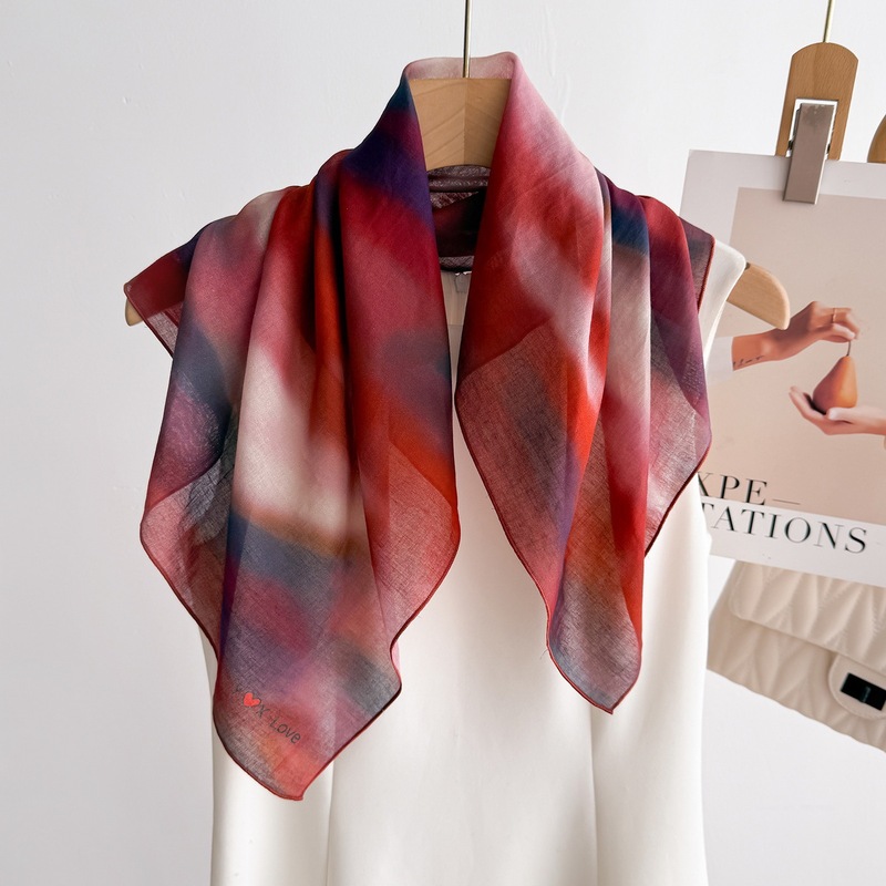 New Trendy 100% Cotton Small Square Scarf Cross-Border Fashion Versatile Pure Cotton Printed Decorative Neck Scarf Wholesale