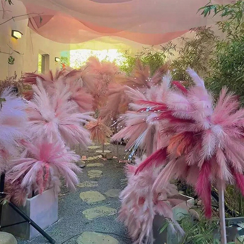 Xiaohongshuの人気模擬花火装飾カラフルなリード草ショッピングモールの窓造園小道具ピンクと白の昼の花火|undefined