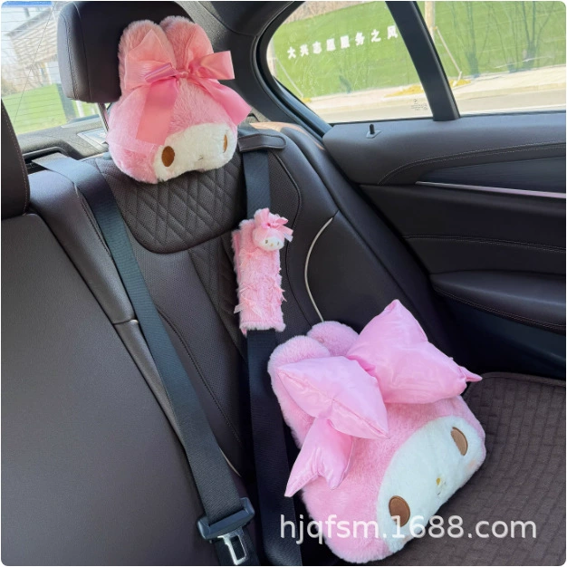 Cartoon plush neck pillow, chair, accessory for car, with neck protection