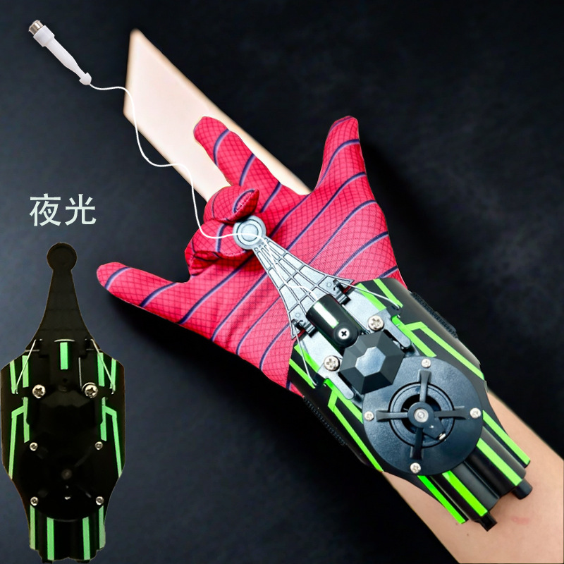 Spider-Man transmisor spinning guantes genuinos reales cuerda automática spinning seda de araña negro tecnología juguetes para niños