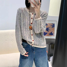 新款彩豆特种纱羊毛开衫女装针织衫女毛衣韩版宽松休闲上衣外套Z