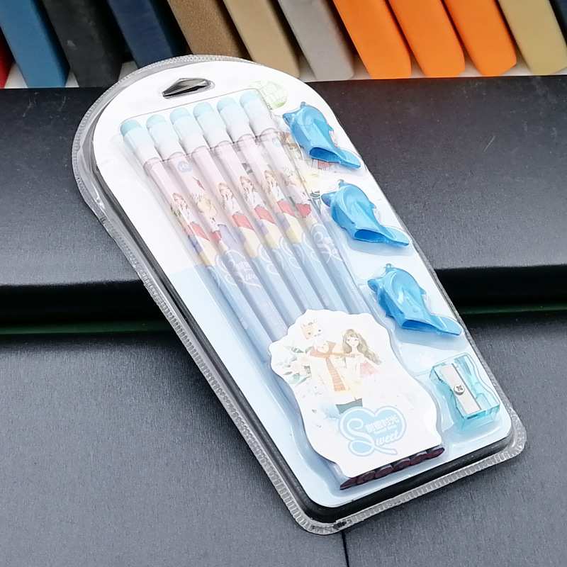 C1643 6PC traje de lápiz especial 2-ratio lápiz para tarjeta de examen pintura kindergarten dibujo 2 yuanes tienda