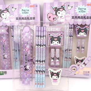 Creative High-Looking Kuromi Pencil Gift Box for Students Hb Round Pencil Gift Box Kidsren Love Children's Day Gift