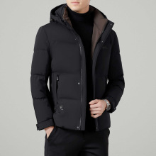 品牌羽绒服连帽2025冬季中年男士休闲加厚冬装爸爸白鸭绒保暖外套