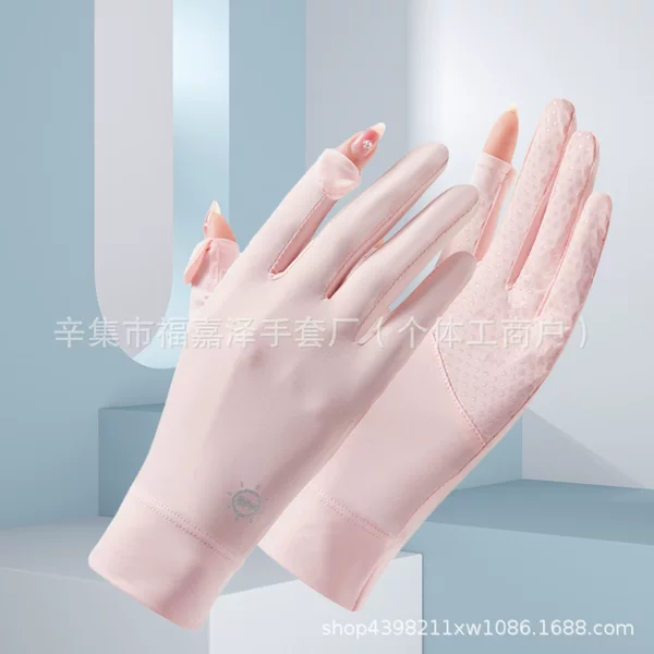Sun Protection Gloves Women's Touch Screen Cycling Summer Breathable Thin Ice Silk Gloves Sun Protection Black Outdoor Sports Anti-Wear Gloves