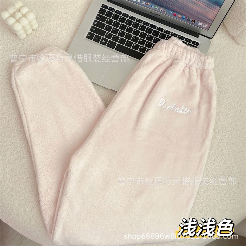 Pantalones de pijama de franela de coral de dibujos animados, pantalones de pijama de hombre, pantalones de invierno de otoño de mujer, pantalones caseros