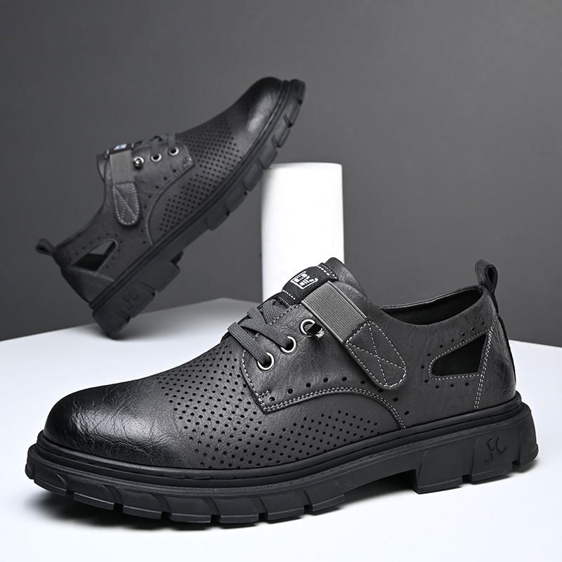 Men's Breathable Leather Clogs Soft Sole Casual Workwear Shoes_voghion.com