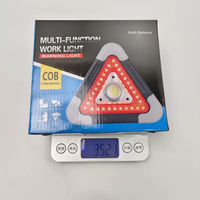 Car warning sign with LED lighting, USB charging port, solar-powered triangular warning sign (Warning sign) - small-size-battery-powered-model-battery-not-included