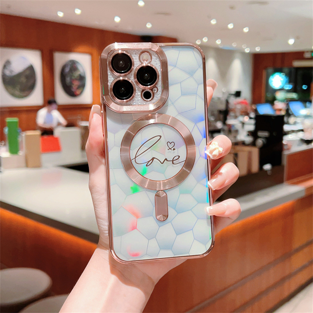 Funda Protectora Magnética para iPhone 17 Pro Max, con Imán Resistente Electrochapado, Diseño de Cubo de Agua Láser, Compatible con Apple 16 y 15