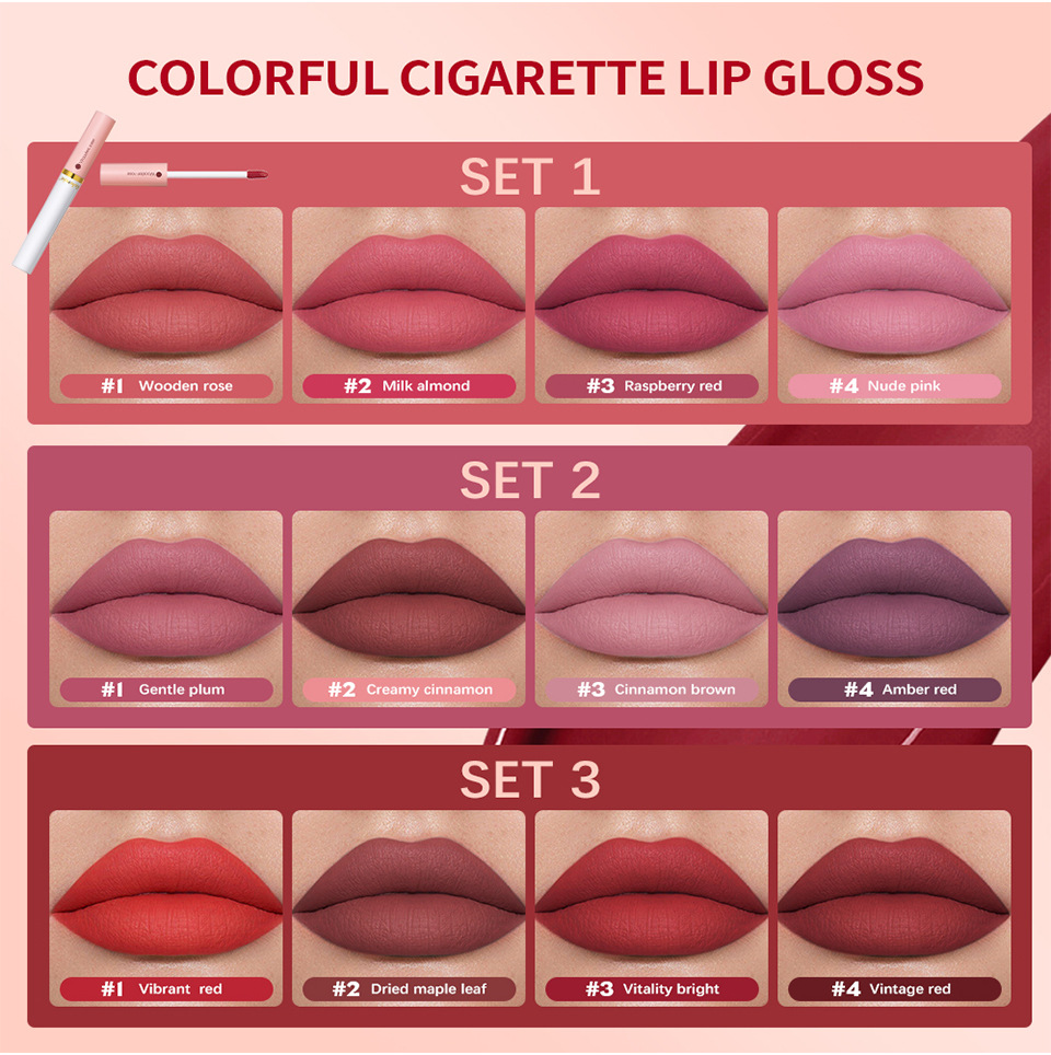 lakerain Cigarette Box Lipstick Matte Lip Gloss Lipstick set Item Picture