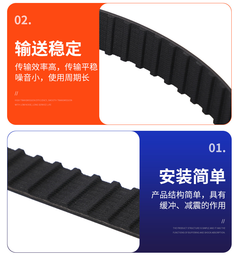 Rubber synchronous belt manufacturer, black rubber durable and wear-resistant industrial belt, L-type single-sided toothed rubber synchronous belt