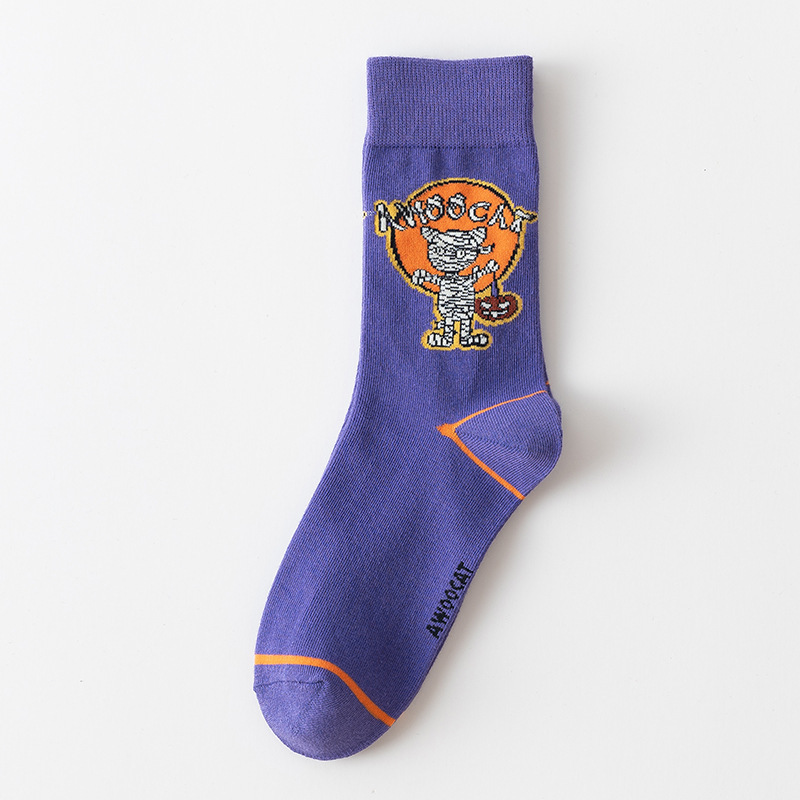 2025d Women's Long Street Style Mid-Calf Halloween Skull Ghost Cartoon Socks Factory_voghion.com