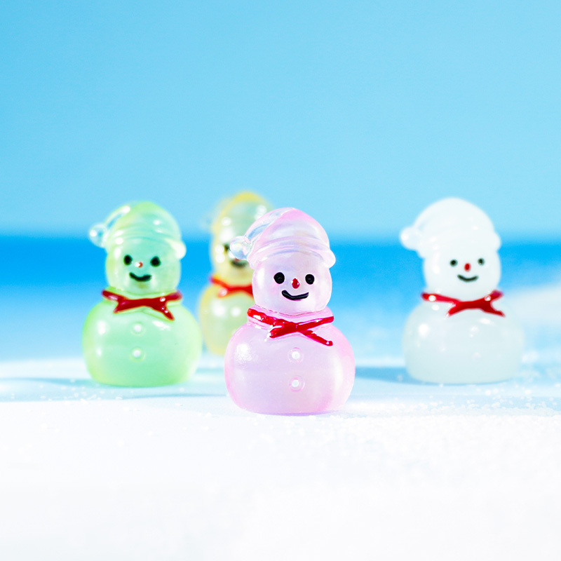 Escena de nieve pequeños adornos muñeco de nieve luminoso Navidad nuevo lindo muñeco de nieve luminoso micro paisaje accesorios de decoración de escritorio