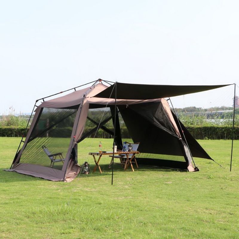 Automatic Tent Outdoor Aluminum Alloy Folding Portable Camping Black Glue Mosquito Net Mosquito-Proof Camping Canopy