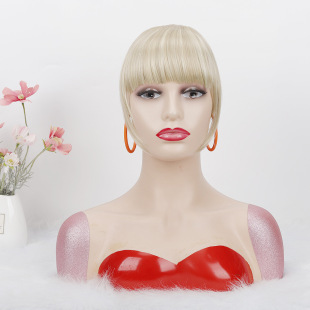 Foreign trade chemical fiber double sideburns bangs European and American wig bangs ladies wig piece high temperature matte silk double sideburns flat bangs