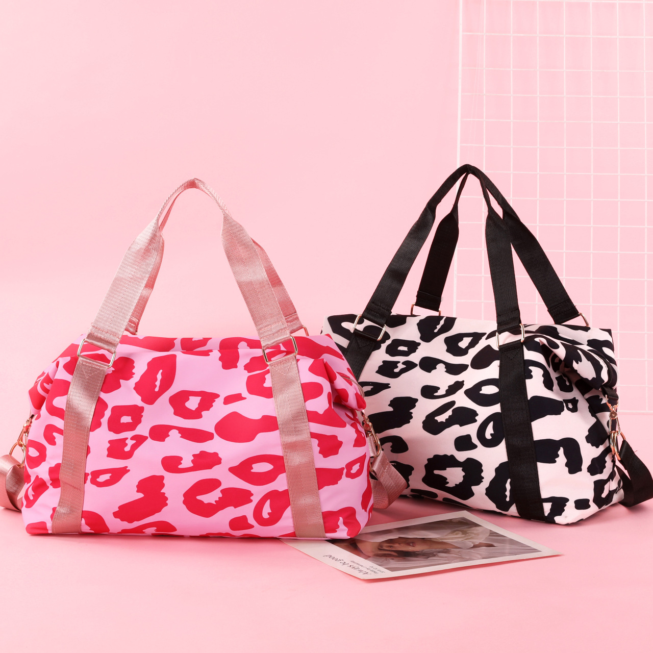 旅行包短途出差行李袋大容量奶牛纹旅游包登机包轻简住宿包健身包