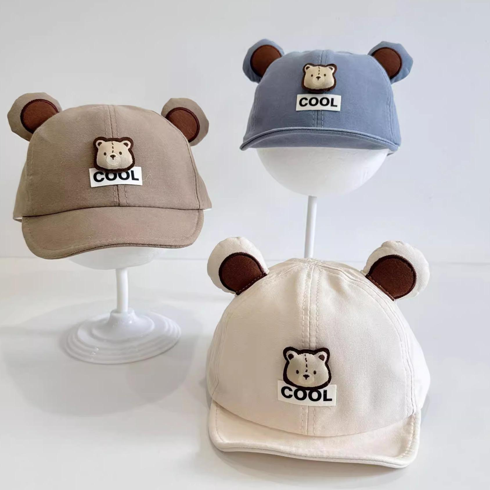Sombreros para bebés primavera y otoño sombreros para niños y niñas coreanos lindos osos gorras de bisel blando sombreros de béisbol para niños