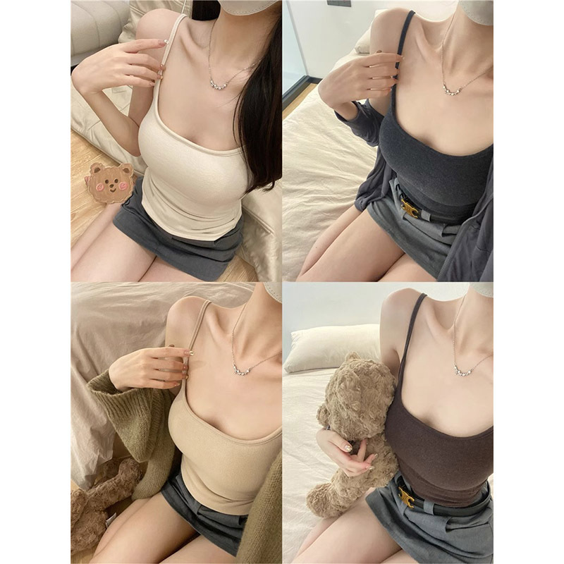[Original Ready Stock] Superior External Expansion Bra Strap and Chest Pad, Removable Brushed Camisole with Bra Inside